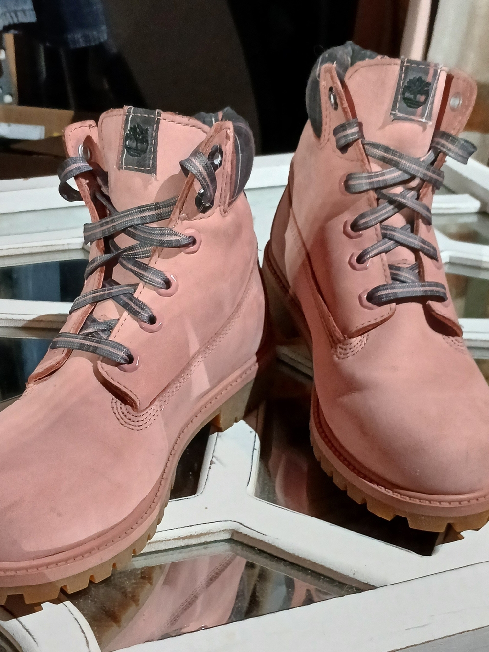 Timberland Women's Pink Lace-Up Nubuck Boots